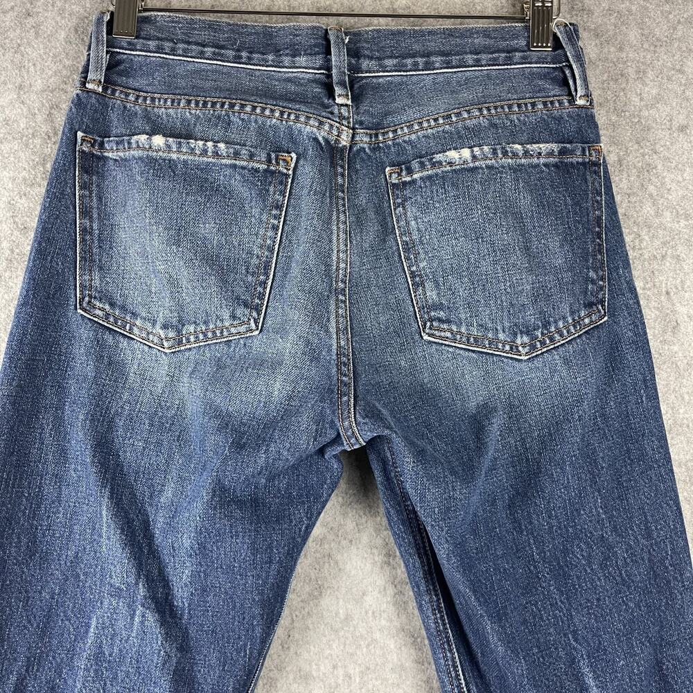Frame Le Piper Jeans Womens 26 Blue Sky Cropped Mid Rise Rigid Cotton Distressed - Picture 11 of 16